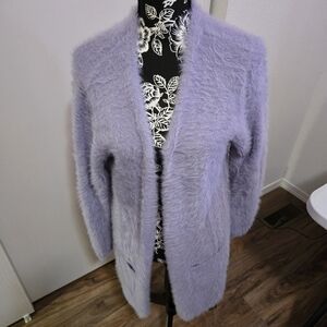 Colleen Lopez long open front eyelash cardigan.